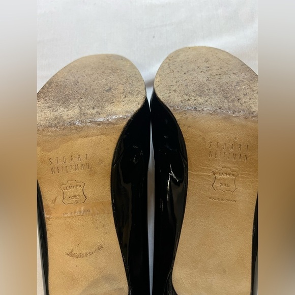 Stuart weitzman black leather pumps size 6 peep toe heel - Picture 8 of 8
